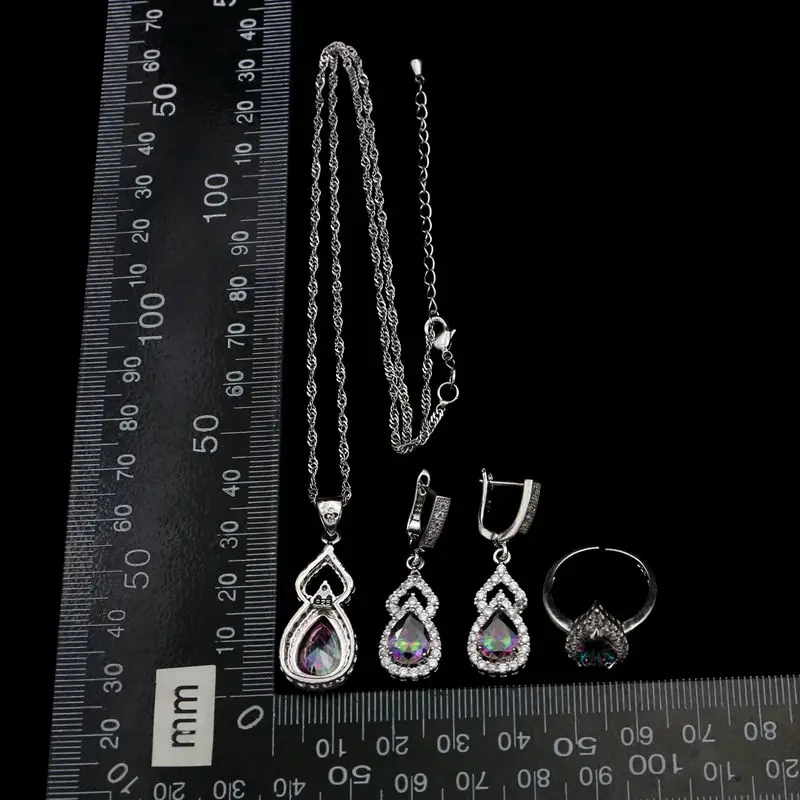 Mystic Радуга Кубический Цирконий набор ювелирных изделий для женщин капли воды