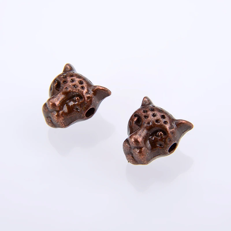 Brown bead 10 шт/упаковка торговля леопард лев пантера подвеска с головой тигра бусины для DIY натуральные камни украшения из бисера изготовление металлических бусин - Цвет: Brown bead