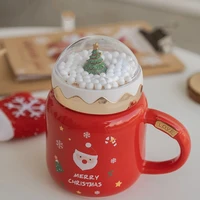 christmas coffee mug with lid ceramic home milk mug christmas tree office drinkware mugs coffee cup for couples tazas %d0%ba%d1%80%d1%83%d0%b6%d0%ba%d0%b8