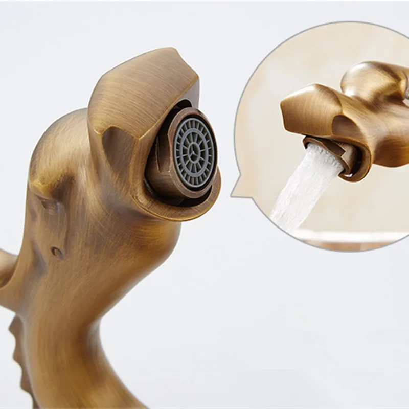 Смеситель для раковины в античном стиле с резьбой виде дракона | Обустройство