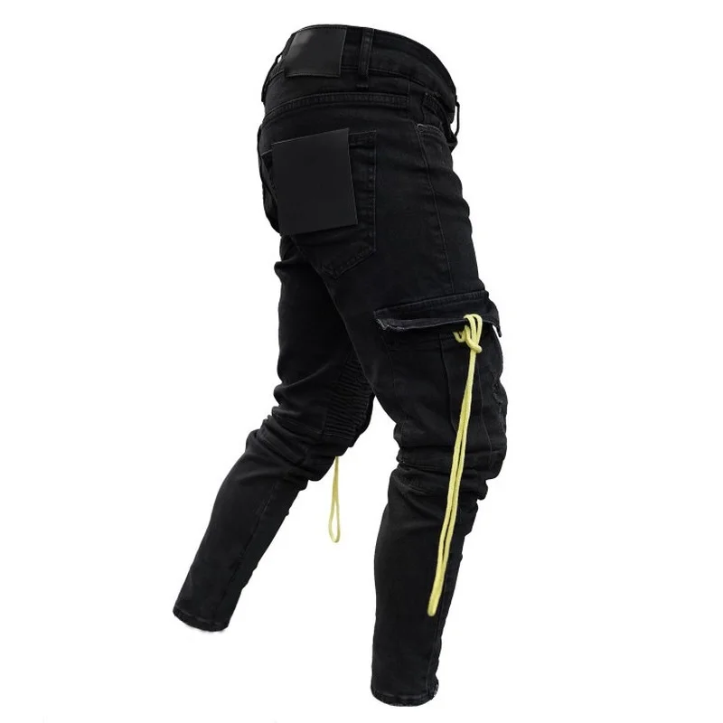 Stretch Jeans Men Knee Hole Jeans Autumn Men Fashion Trend Pencil Pants Men Black Denim Pants Casual  Men Jeans