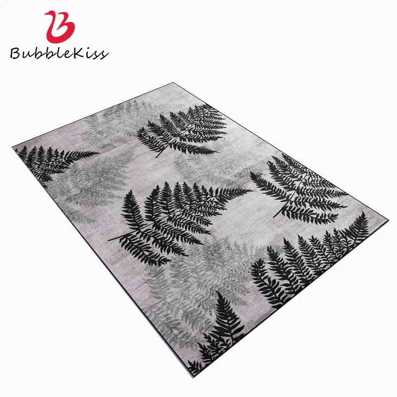 Пузырьковый поцелуй в скандинавском стиле ковер с узором серых листьев