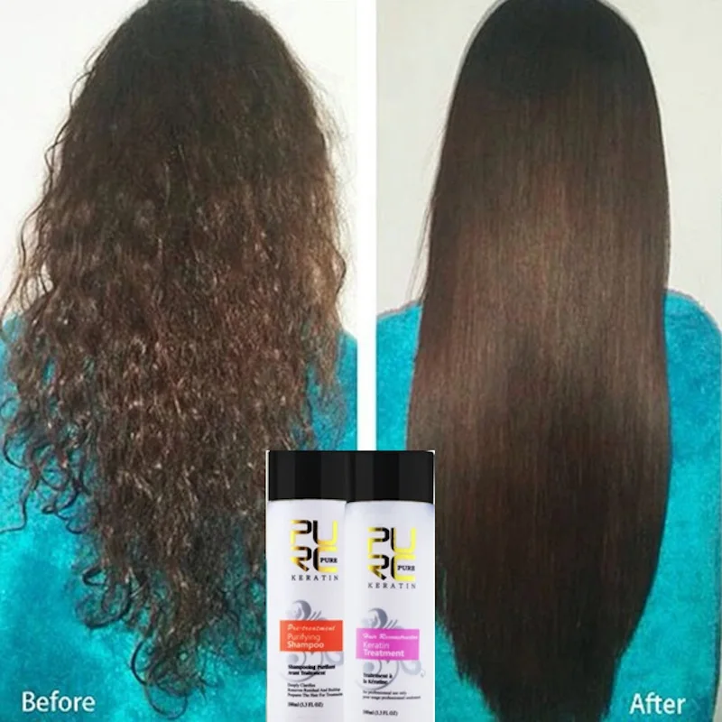 

3PCS/lot PURC Keratin Hair Straightening Brazilian Chocolate Hair Treatment Purifying Shampoo Marocco Argan Oil Hair Care Set