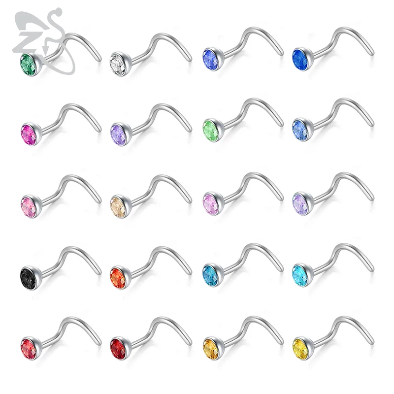 Женские серьги гвоздики из нержавеющей стали 316L с кристаллами 20 шт.|Украшения для