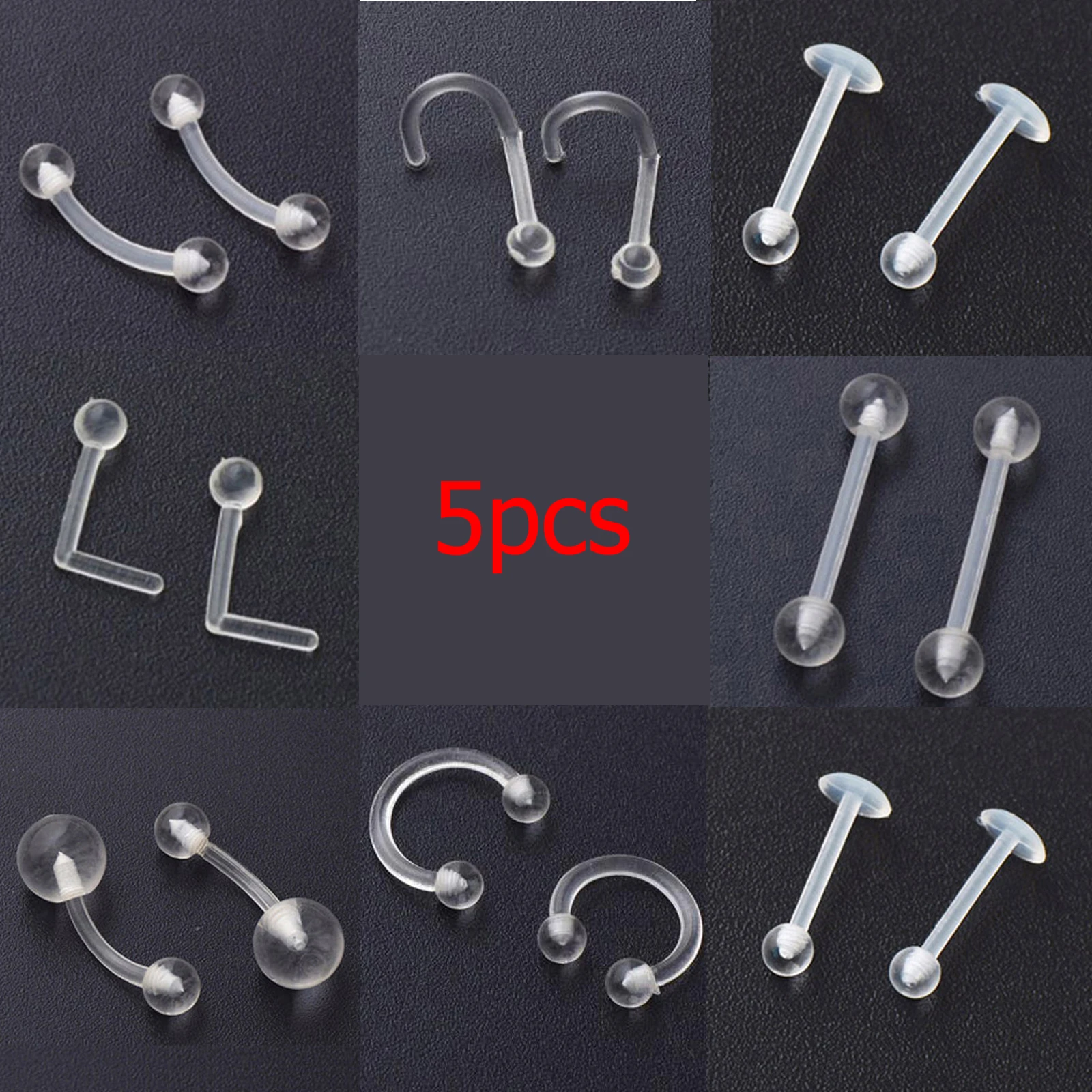 5 шт. штанга для пирсинга языка Дамы Простой нос кольцо новый стиль фиксатор