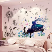 dandelions flowers wall stickers diy girl piano wall decals for living room kids bedroom nursery home decoration accessories