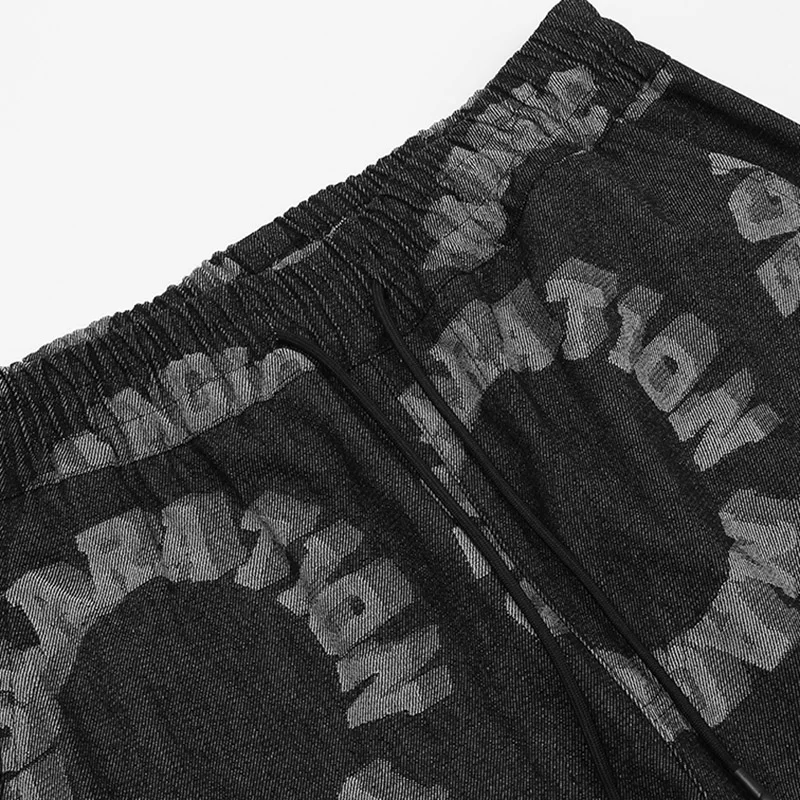 

Harajuku letters graphic loose jeans men retro punk Street Gothic pants hip hop fashion graffiti casual trousers women
