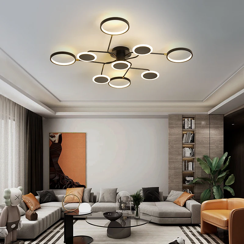 Матовая черная/белая современная светодиодная Люстра для гостиной спальни