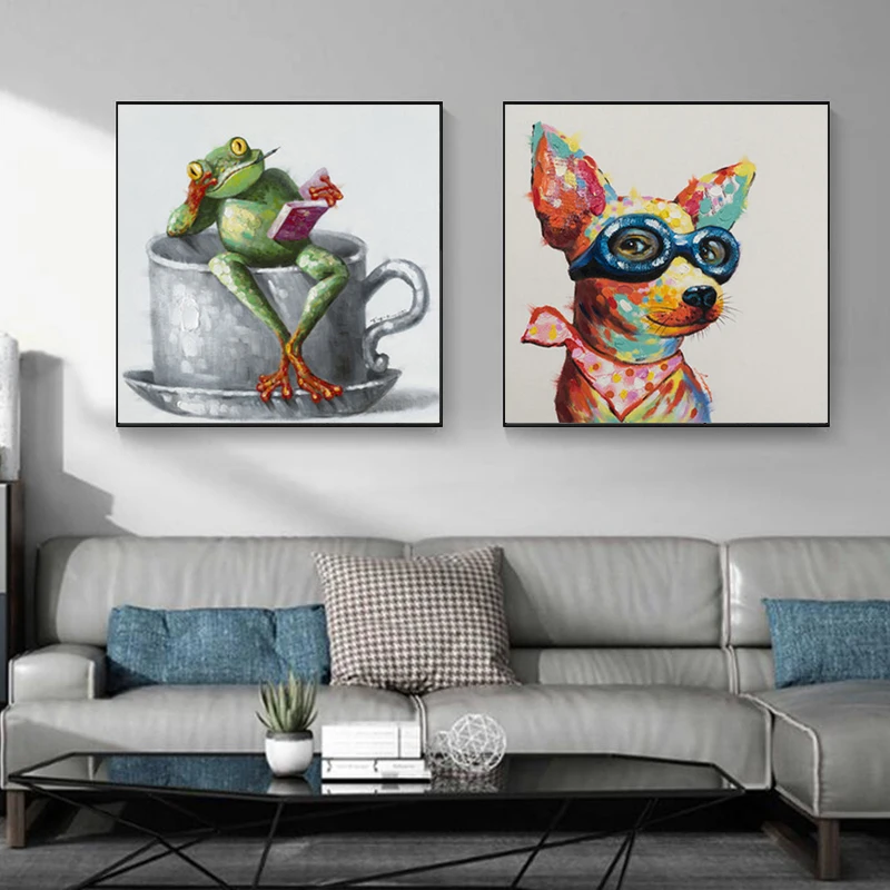 

Abstract Animal Graffiti Art Cat Dog Frog Alpaca Canvas Painting Home Decor Posters and Prints Wall Art Picture for Living Room