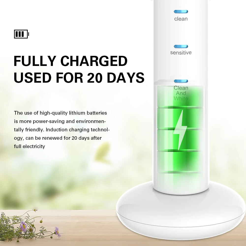 AZDENT Smart 4 режима Ultra sonic электронный Зубная щётка Sonic электрическая зубная щетка