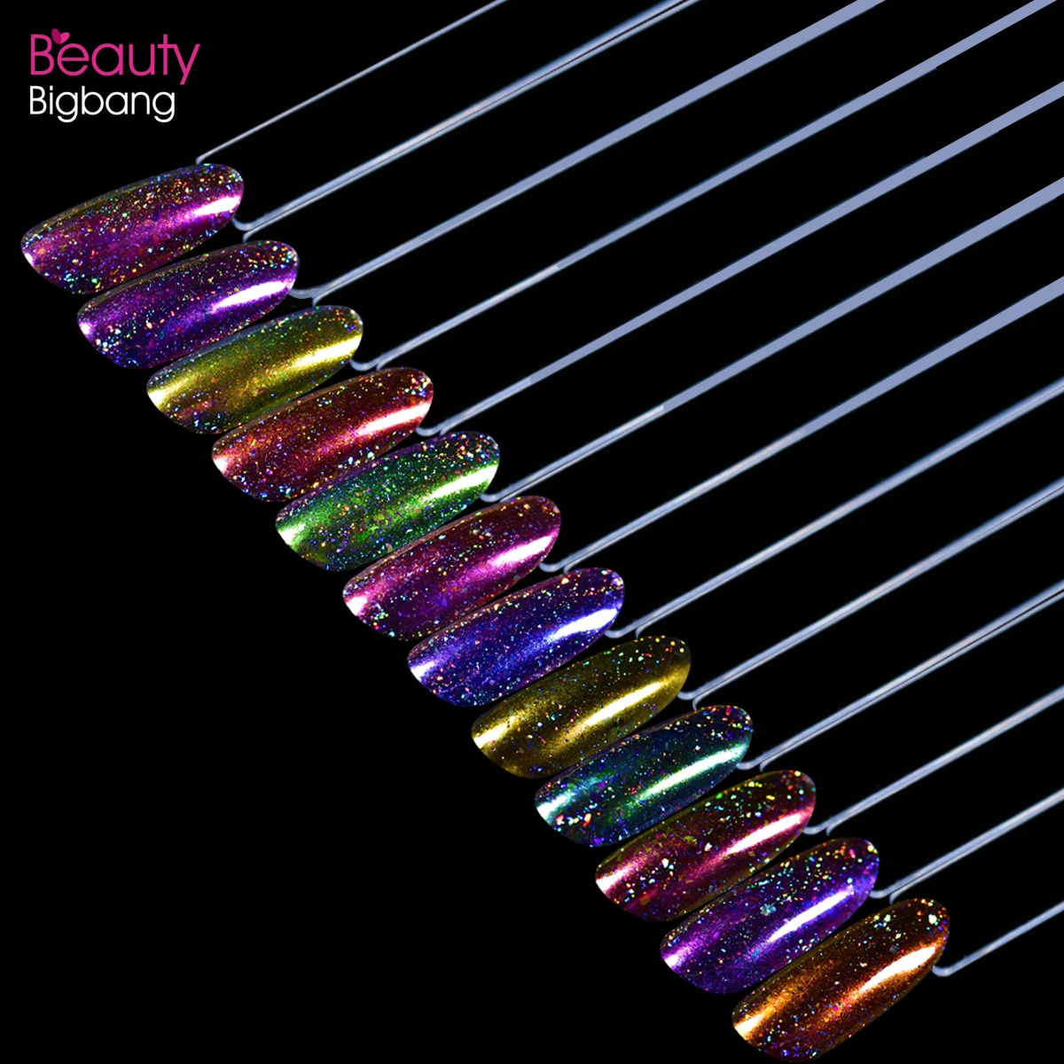 BeautyBigBang, 0,1 г, 12 цветов, блестящий блеск для ногтей, Звездный дизайн ногтей, пудра для маникюра Кончиков Ногтей, украшения, хромированная пудра для ногтей