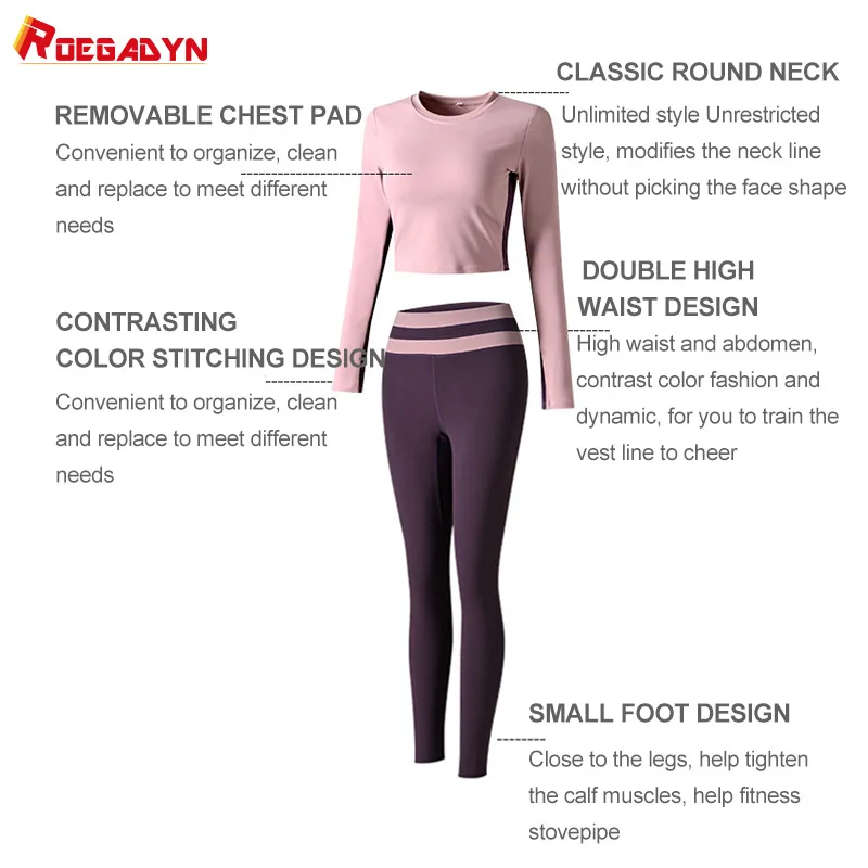 ROEGADYN набор для занятий йогой и фитнесом эластичный комплект тренировок топ с