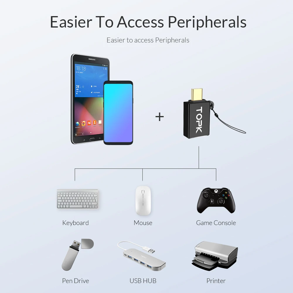 TOPK AL01 USB Type C OTG адаптер к 3 0 конвертер для Xiaomi mi 8 9 HuaWei Mate P30 P20 Samsung Galaxy S8 S9