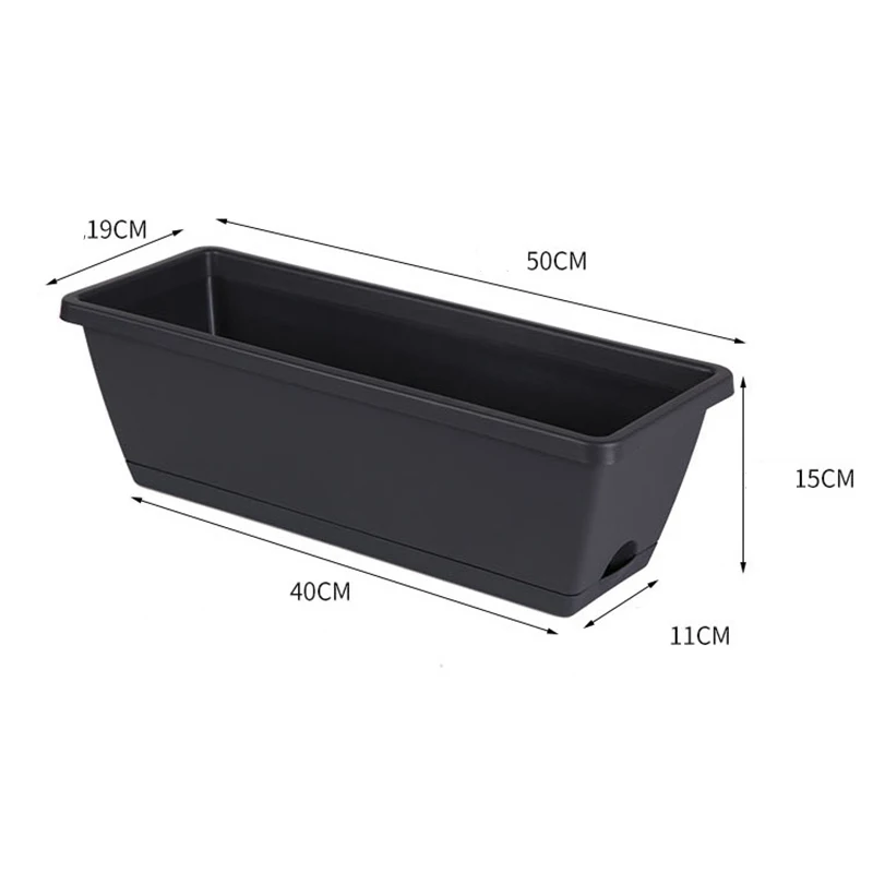 

New Plastic Flower Pots Family Balcony Plants Vegetables and Flowers Large Rectangular Plants Grooves Plant Pot for Home BN99