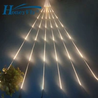 honeyfly 3m6 led waterfall curtain string light dynamic meteor shower rain effect fairy icicle lamp christmas with adapter