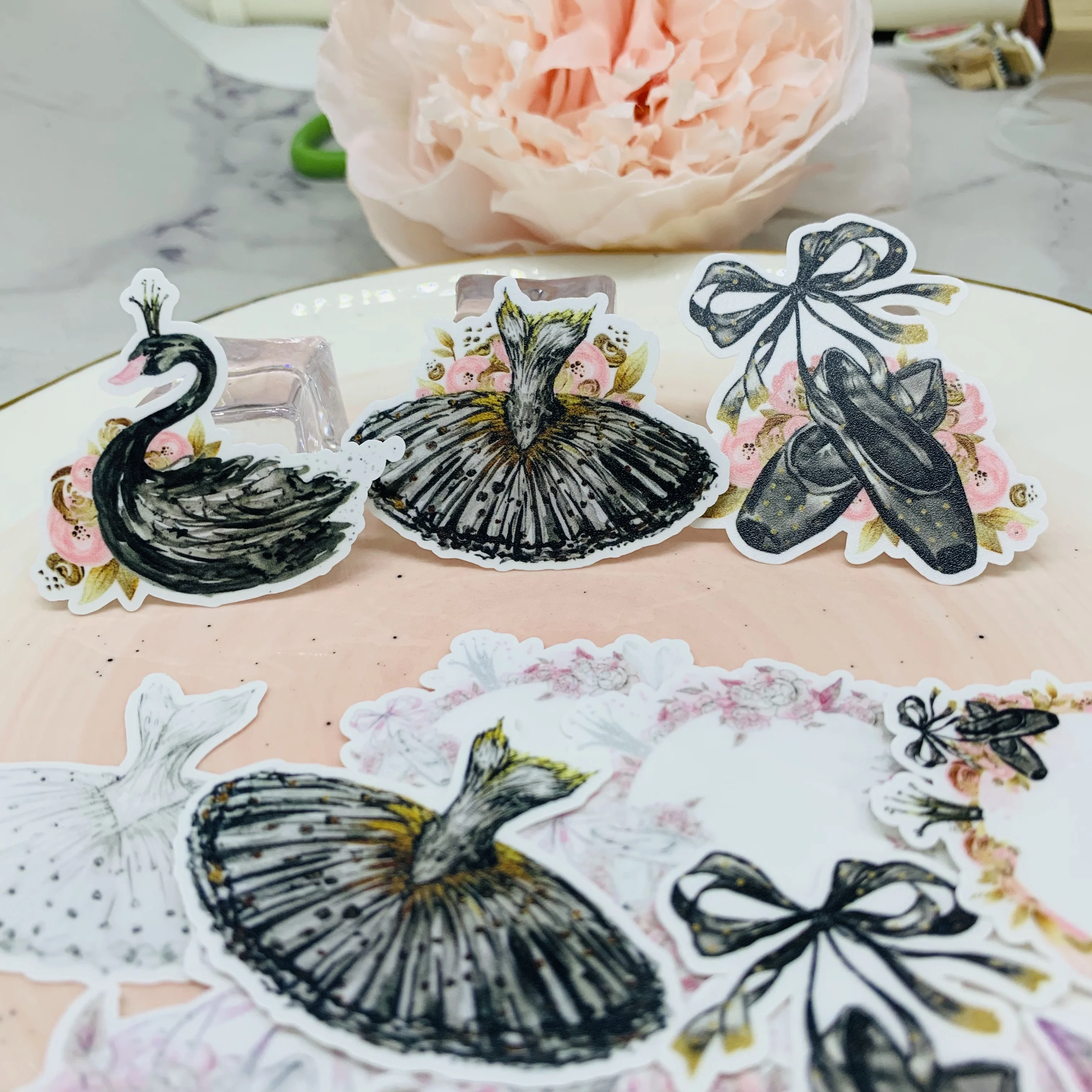 

18Pcs/Pack Vintage Ballet Black Swan Sticker DIY Craft Scrapbooking Album Junk Journal Happy Planner Decorative Stickers