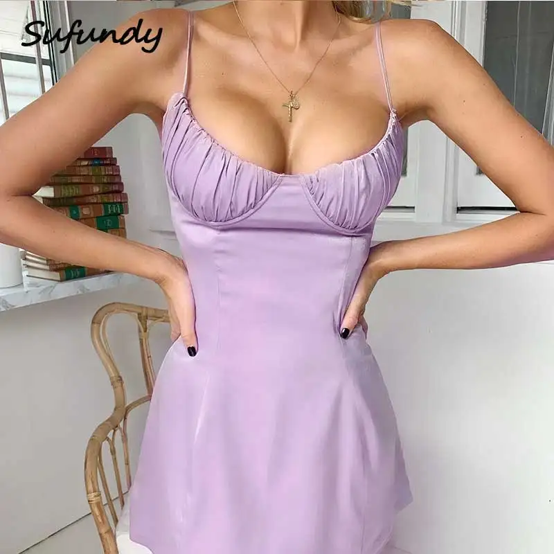 

Sufundy Sexy Backless Dress For Women 2021 Female Sleeveless Lace-up Straps Bodycon Party Clubwear Beach Streetwear Mini Dress