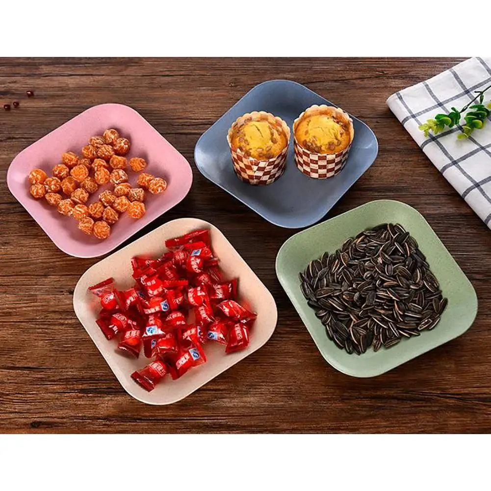 HobbyLane в скандинавском стиле квадратной формы тарелка из пшеничной соломы посуда