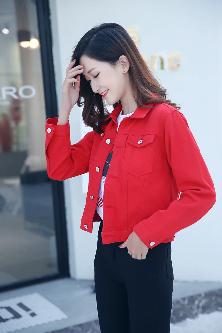 

Korean-Style Long-Sleeve Short Jacket For Women Slim Single Breasted Lapel Coat Casual Solid Color Female Coat chaquetas mujer