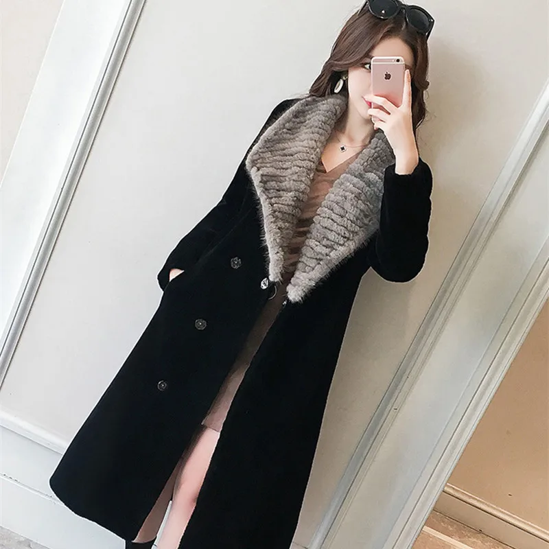 

Korean Women Real Coat Winter Warm Fur Jacket Sheep Shearing Woolen Overcoat Abrigos Mujer Invierno 2020 2822 YY702