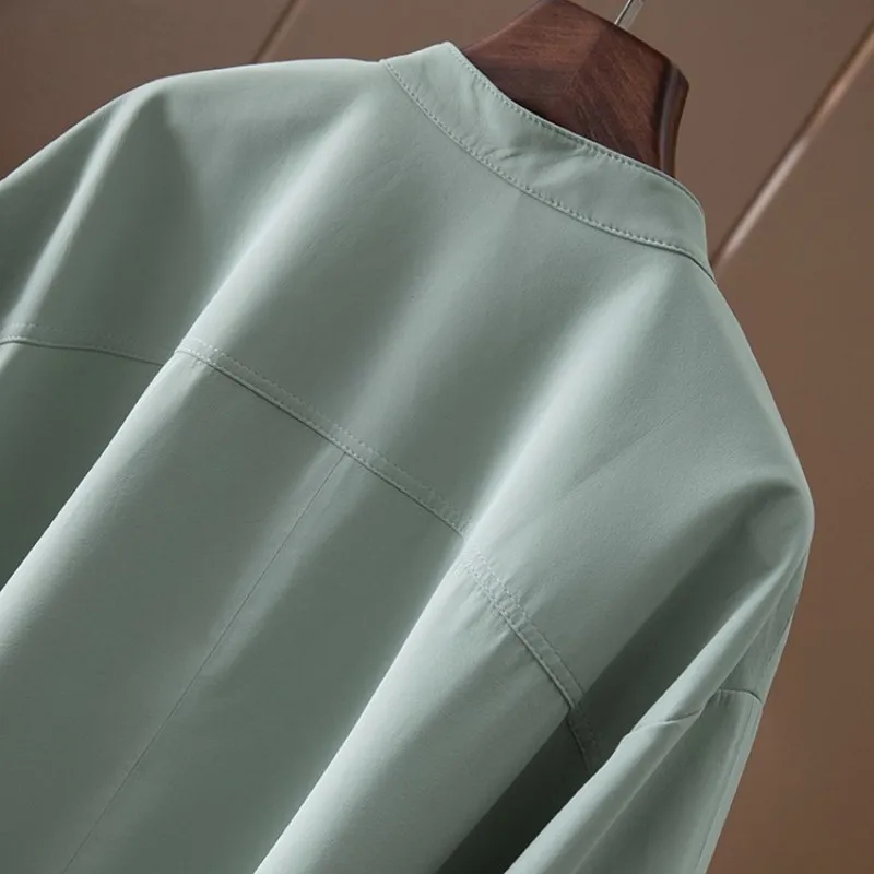 

Sheepskin Real 100% Leather Jacket Women Vintage Fashion Loose Stand Collar Coat Street Casual Long Sleeve Medium-Long Jacket