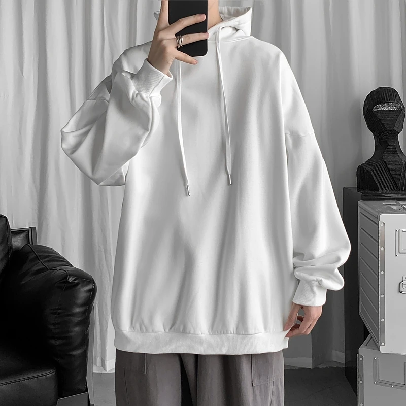 

Hooded Pullover Korean Style Large Size Sweater Solid Color Inner Wear Can Add Patterns