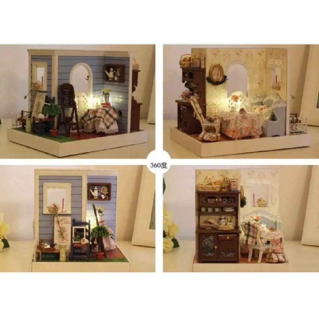 1/24 DIY Ручная работа миниатюрный проект милый деревянный двухсторонний кукольный