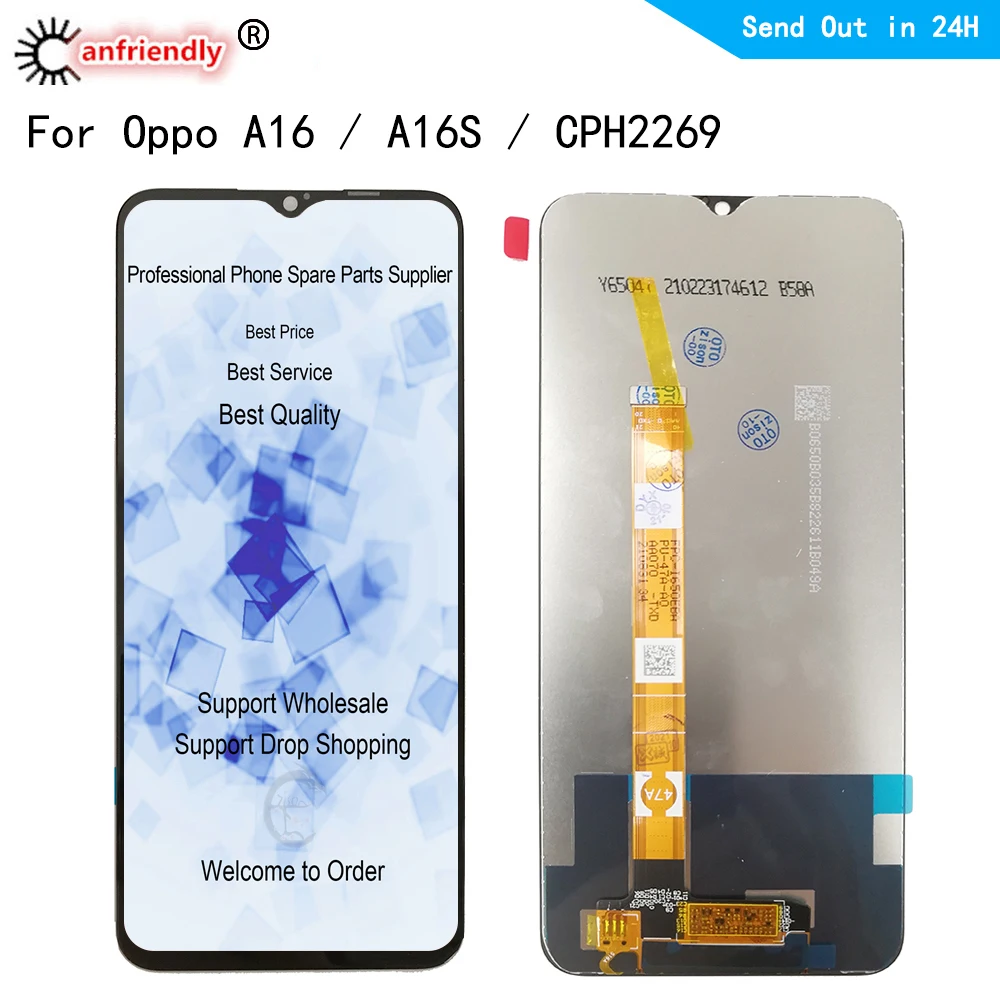 Pantalla LCD de 6,52 "para OPPO A16 2021 CPH2269 A16S, Panel t&aacute;ctil, Sensor de digitalizador con montaje de marco, LCD 720x1600-0