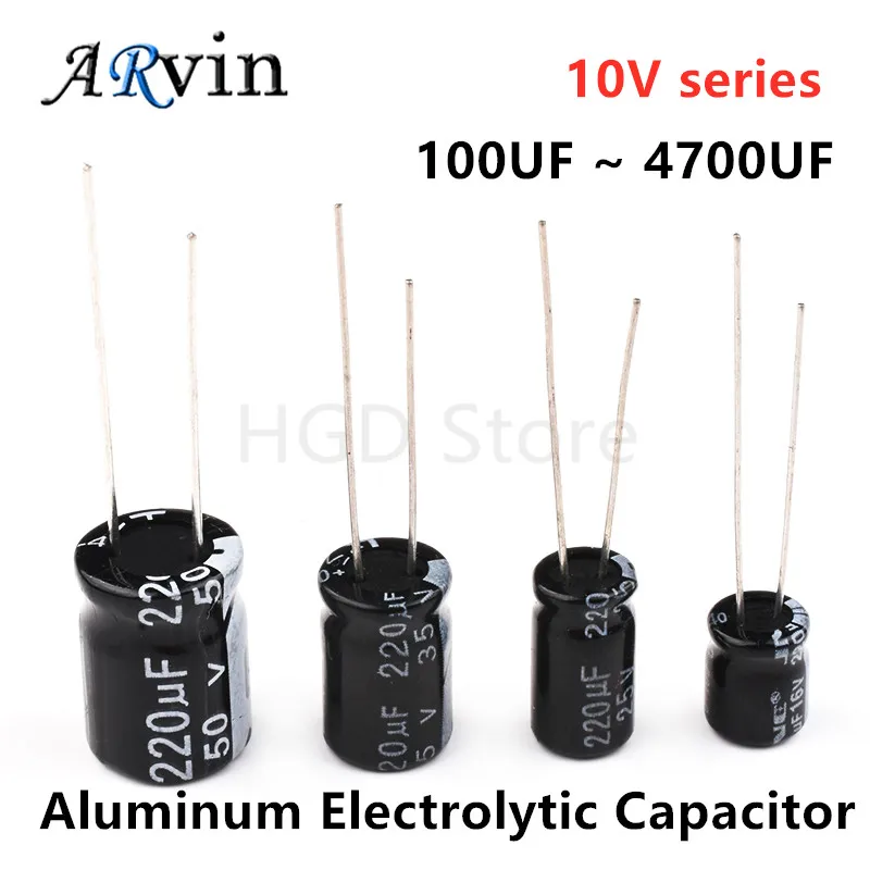 

Алюминиевый электролитический конденсатор 10 в 100 мкФ 220 мкФ 330 мкФ 470 мкФ 680 мкФ 1000 мкФ 1500 мкФ 2200 мкФ 330 мкФ 20 шт.