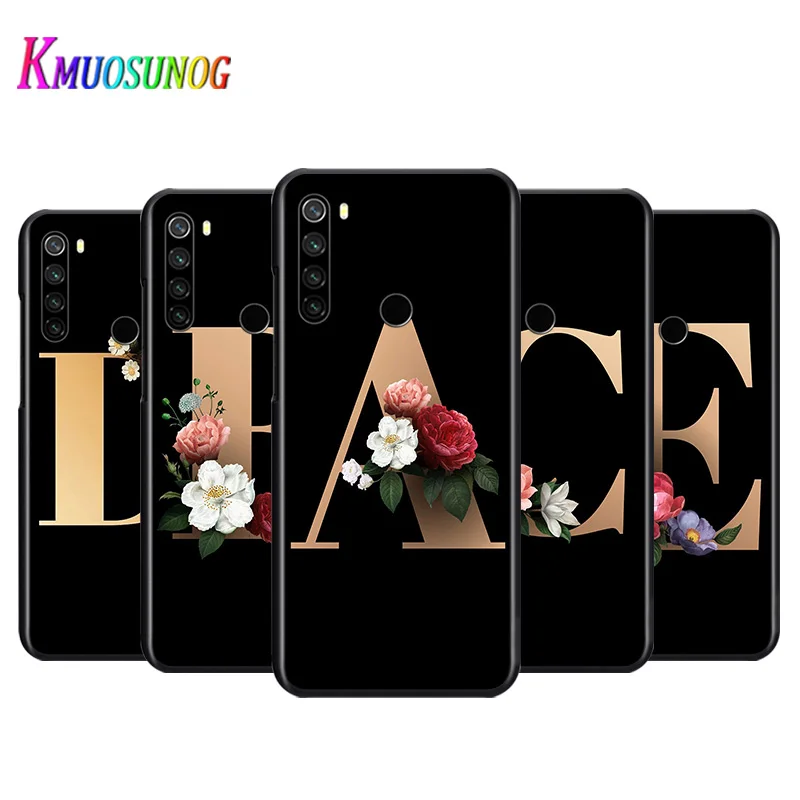 

Bright Black Cover Custom Letter Monogram For Xiaomi Redmi Note 9 9S Max 8T 8 7 6 5 Pro 5A 4X 4 Soft Phone Case