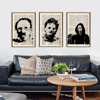 Постер для рукоделия винтажный крафт-стиль ретро старые газеты ужас фильм