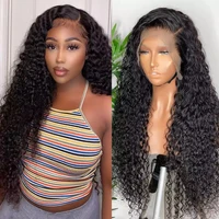 30 inch water wave short curly lace front human hair wigs for black women 4x4 closure wig long deep frontal brazilian wig 13x4