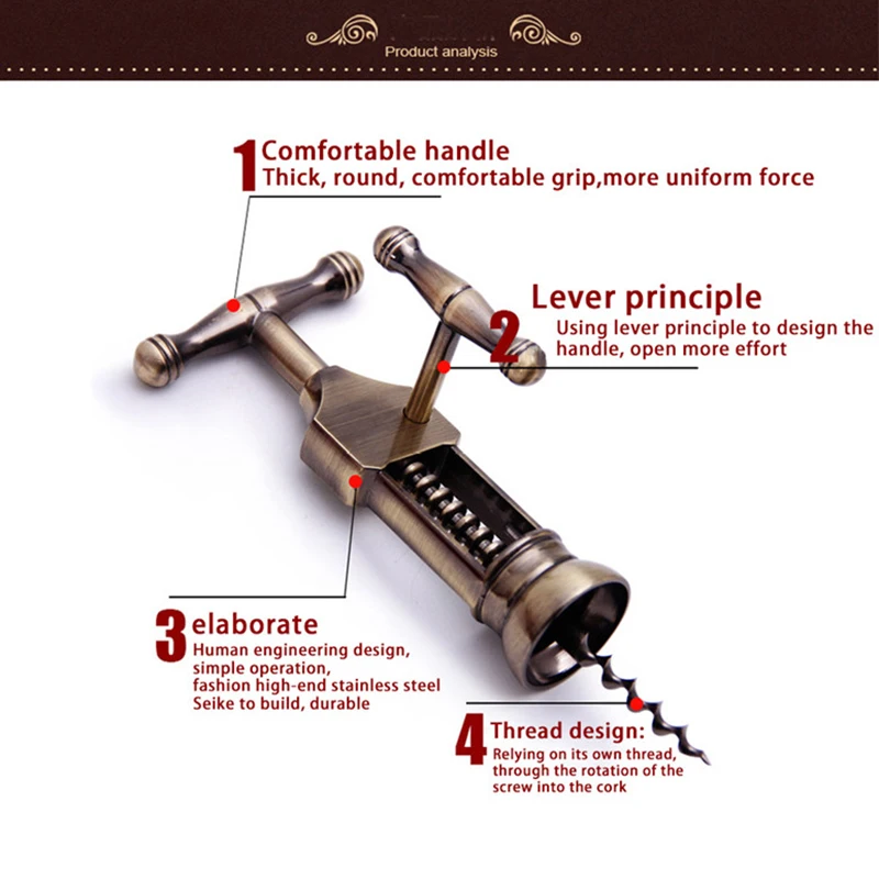 

3 Pcs Set Red Wine Multi-function Corkscrew Cork Wine Opener Zinc Alloy Bar Tools with Vacuum Red Wine Bottle Cap Stopper Gadget