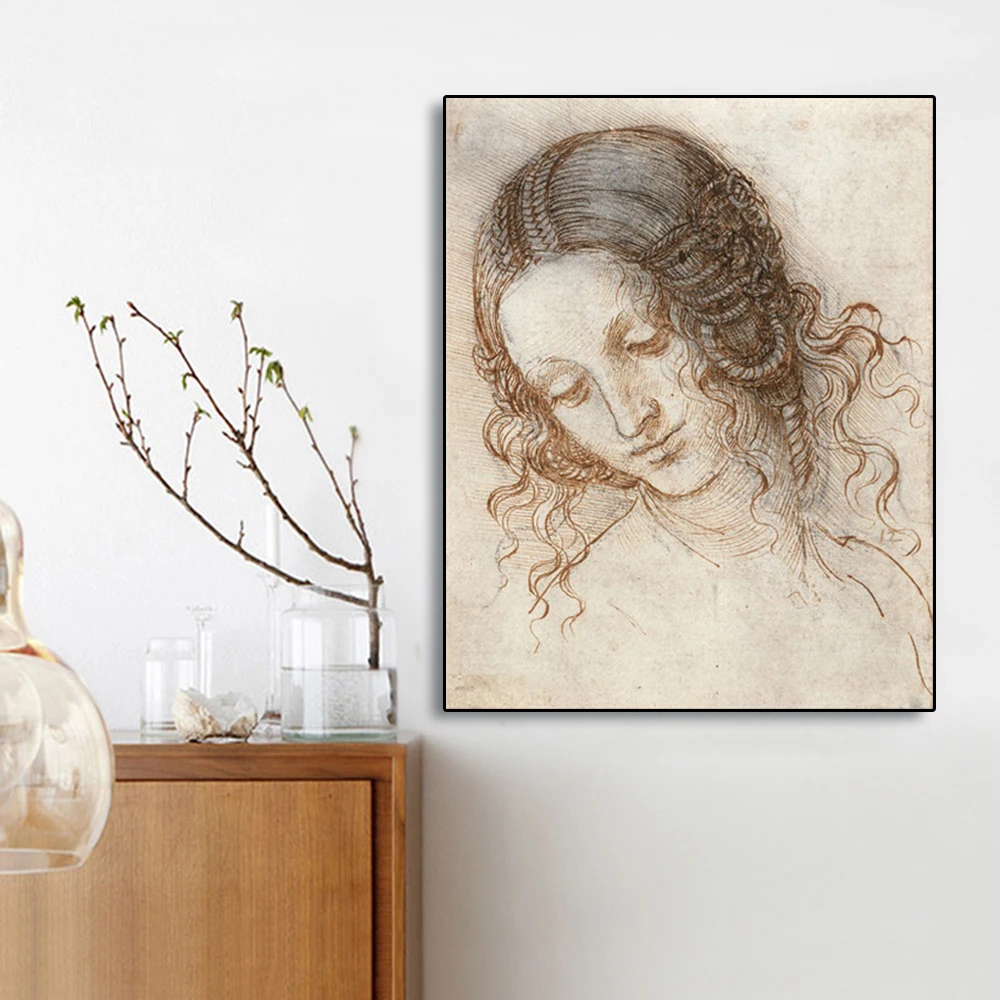 Leda's Head By Da vinci холст живопись каллиграфия настенное искусство классические