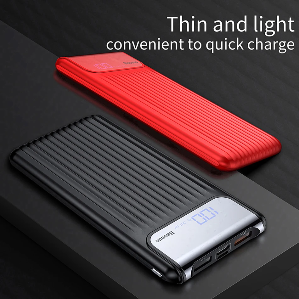 Baseus Quick Charge 3,0 10000 мАч Внешний аккумулятор lcd 10000 мАч QC3.0 Быстрый внешний аккумулятор портативное Внешнее зарядное устройство для Xiaomi Mi 9
