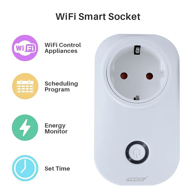 ACCKIP Европейская розетка WiFi умная розетка Голосовое управление настройка времени enchufe inteligente передник для розетки prise cpl wifi Европа
