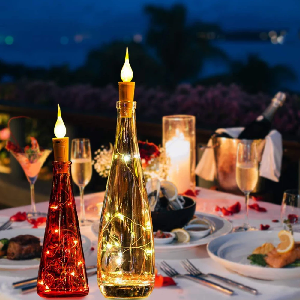 10 штук/лот 2М 20 LED свечной гирлянды светильник для бутылок вина с мини-пламенем для праздничного украшения дома, бара на День святого Валентина.