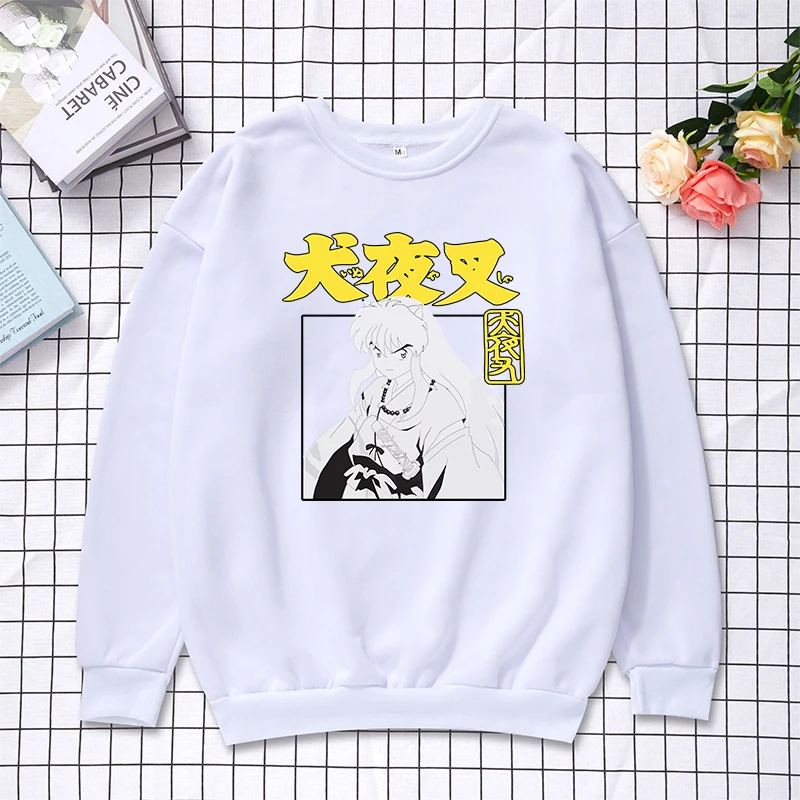 

Oversized Boys Anime Inuyasha Printed Harajuku Casual Sweatshirt Round Neck Basic Simple Style Black Streetshirt Size XS-4XL