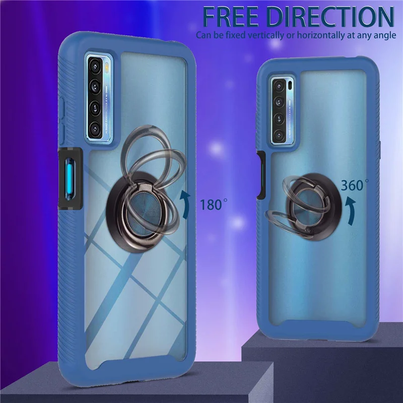 

Fashion Finger Ring Phone Case For TCL 20S Shockproof Stand Cases 3 in 1 Back Cover For TCL 20s Capa Funda Coque For TCL 20 S