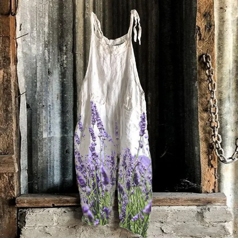 

Женский винтажный комбинезон с цветочным принтом, в этническом стиле