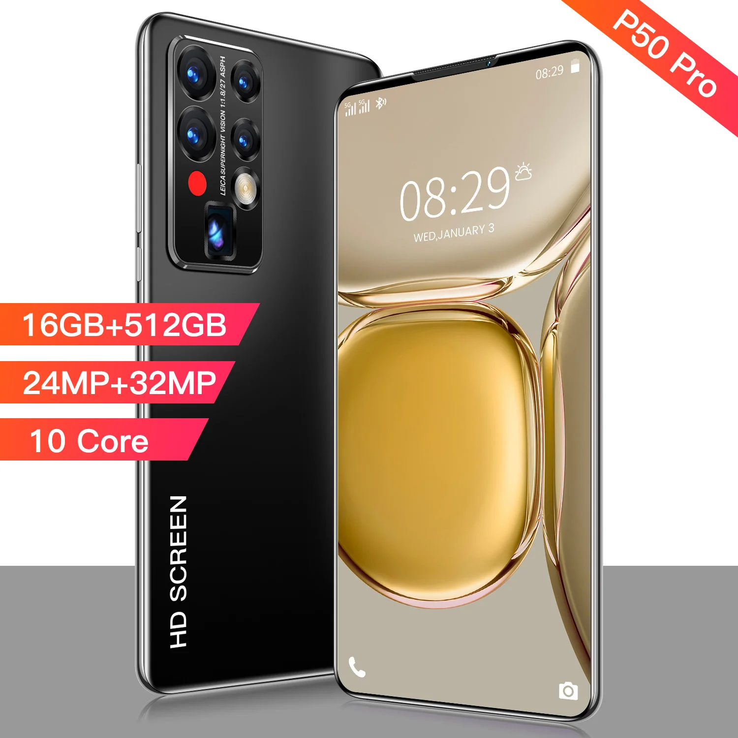 

Global Version P50 Pro 6.99 Inch Fingerprint Unlock 5600mAh 10 Core 5G Smartphones16+512GB 24+32MP Dual SIM+Micro SD Mobilephone