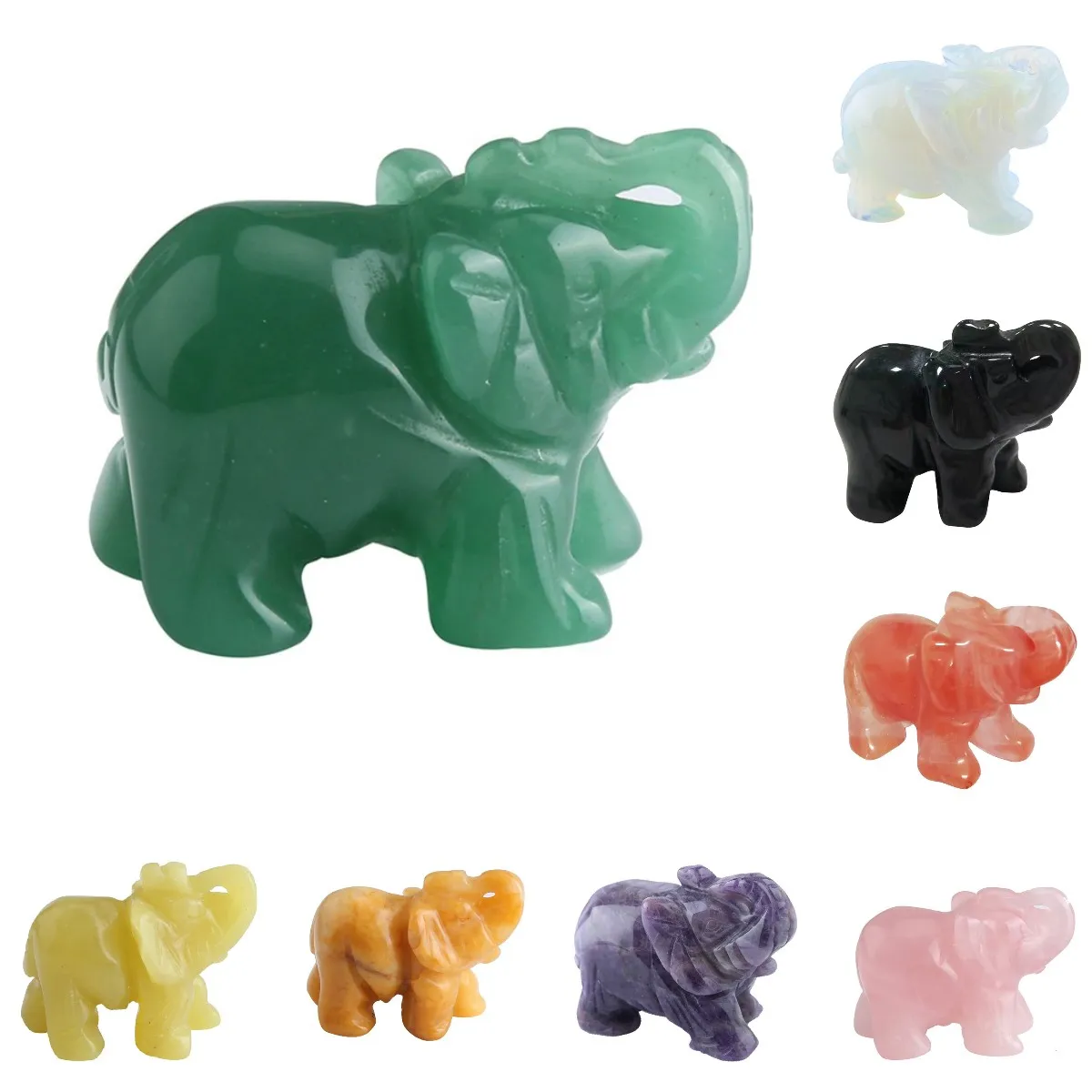 Счастливый Слон Fortune зелёный авантюрин нефрит камень Feng Shui Статуэтка женщины в