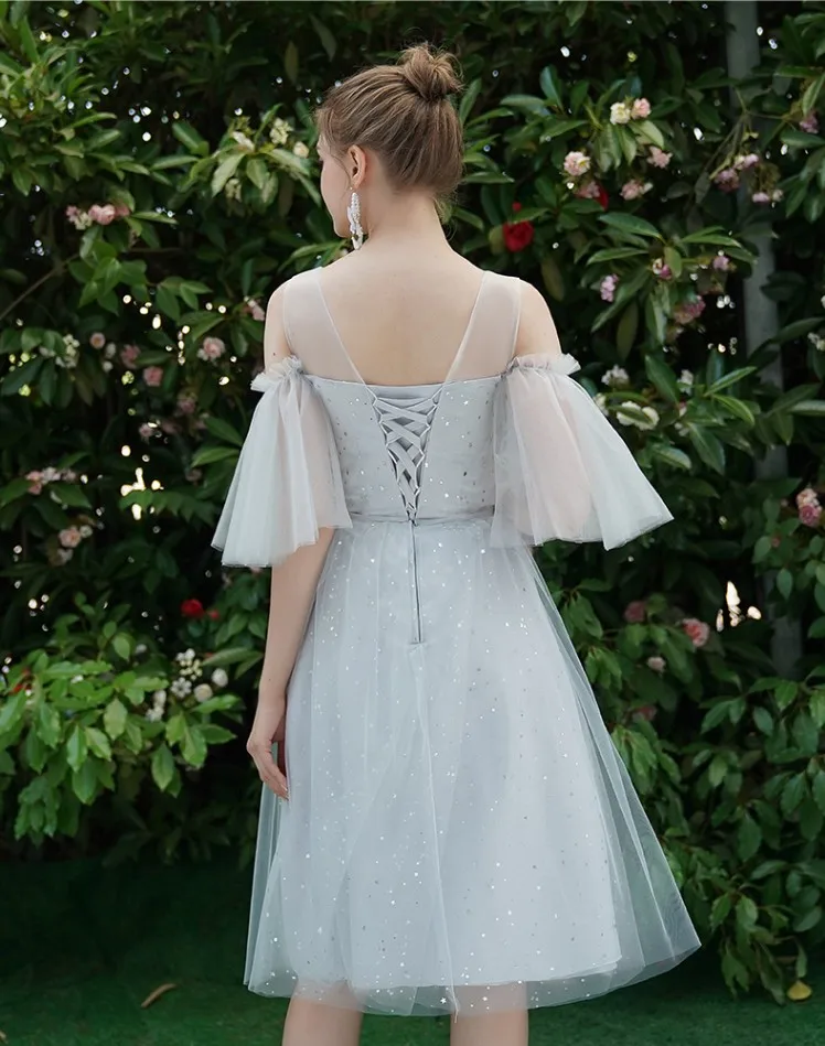 Женское короткое вечернее платье серое бальное платье-корсет для подростков и