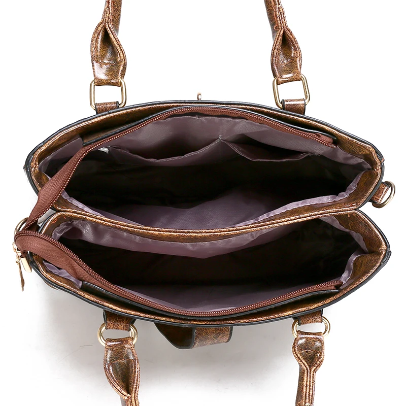 

Retro three sets big Woman Shoulder Bags Famous Brand Luxury Handbags Women Bags Designer High Quality leather Totes Women bag