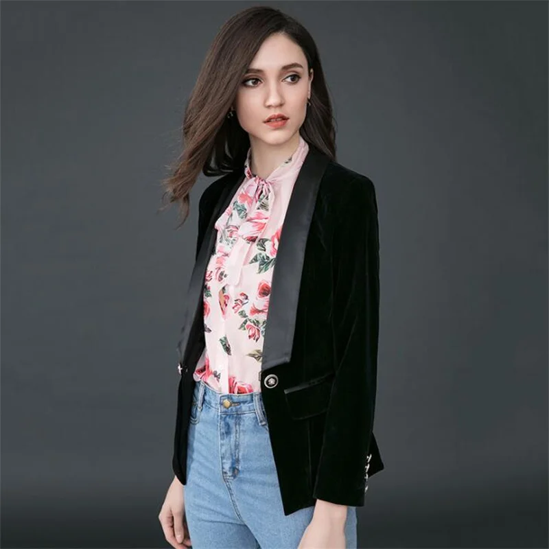 2021 spring new blazers women's velvet suit veste homme luxe fashion commuter One button long sleeve terno masculino slim fit