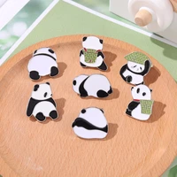 chinese bear brooches animal metal badges bag clothes pins up jewelry gift for panda lover cute panda with bamboo hat enamel pin