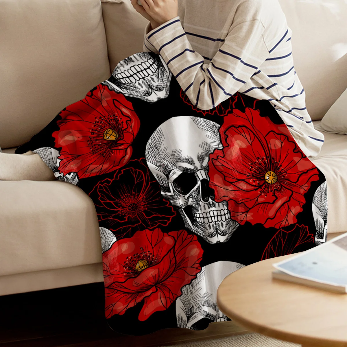 

Shantou Blooming Red Flower Throw Blanket Warm Microfiber Blanket Cartoon Blankets For Beds Home Decor