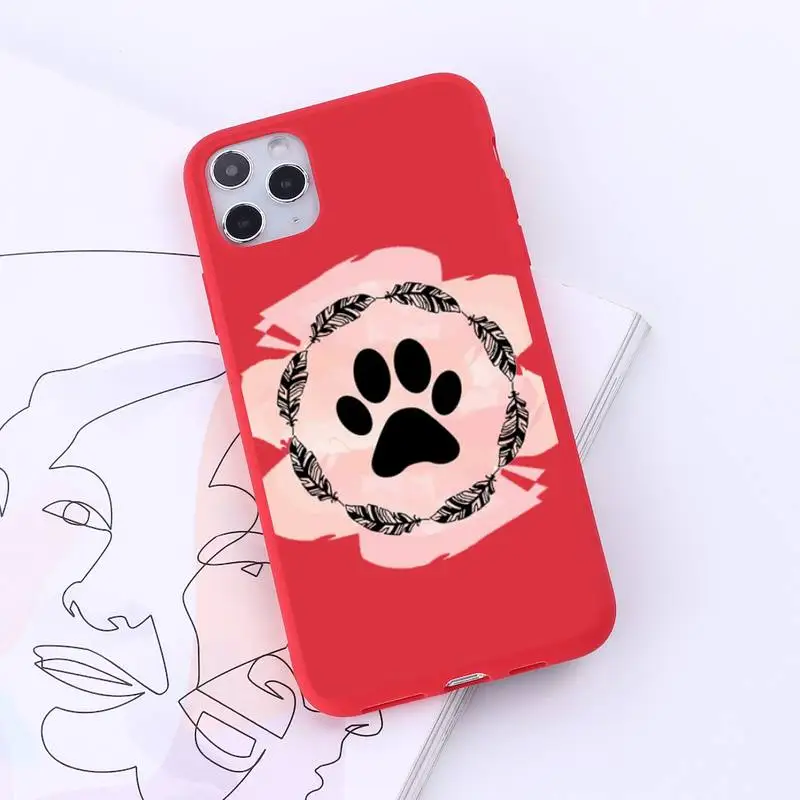 

Cat Dog Paw Animal Phone Case Candy Color for iPhone 6 7 8 11 12 s mini pro X XS XR MAX Plus