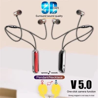 lovebay wireless necklace bluetooth earphone magnetic pendant v5 0 shared music headset phone earbuds sports earphone with mic
