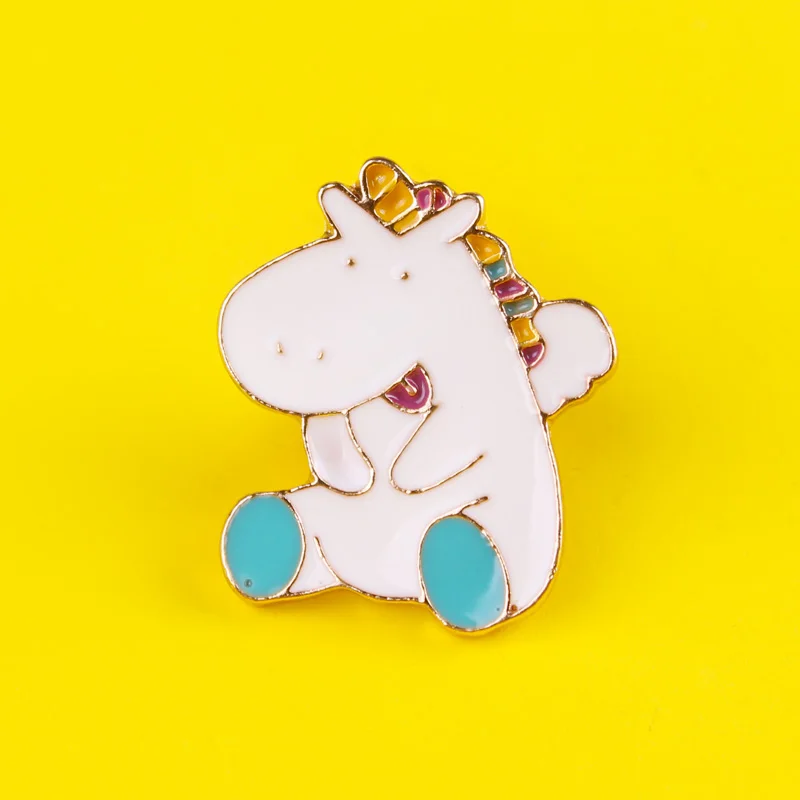 Мультфильм милый значки с единорогом для рюкзак Значки одежды животных эмаль на